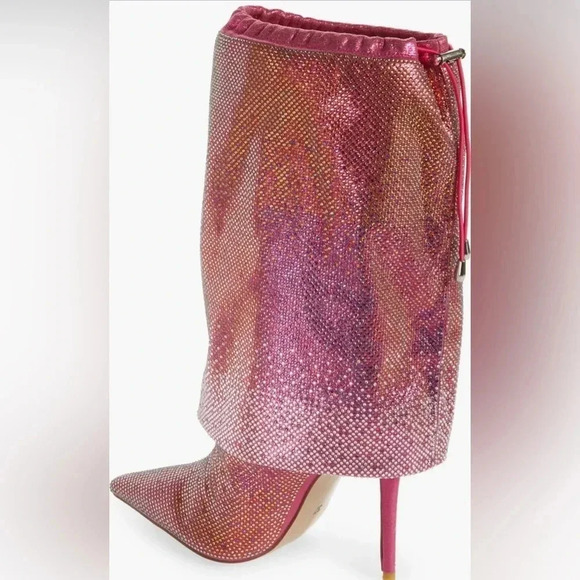 Azelea Wang  Pink Wishful Crystal Embellished Pointed Toe Boot - Picture 7 of 9